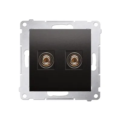 Gniazdo głośnikowe pojedyncze antracytowe Simon 54 z dwoma złączami 6mm2, idealne do nowoczesnych instalacji audio.