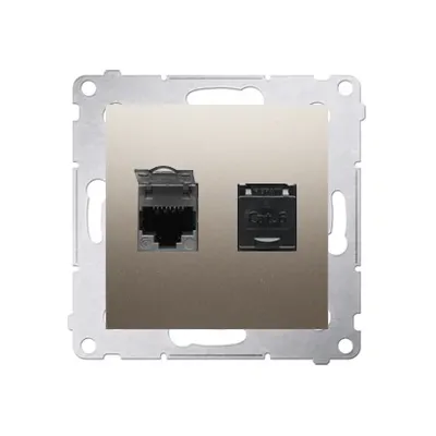Gniazdo komputerowe podwójne RJ45, kat.6 Złoty mat Simon 54 - D62.01/44