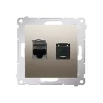 Gniazdo komputerowe podwójne RJ45, kat.6, ekranowane Złoty mat Simon 54 - D62E.01/44