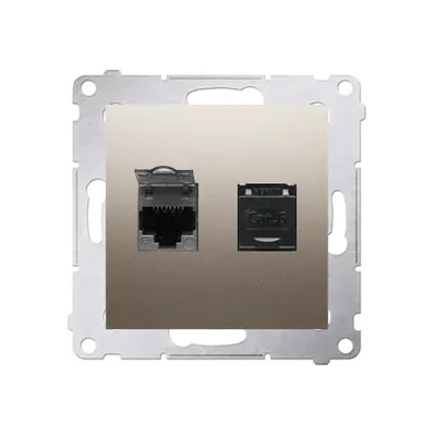 Gniazdo komputerowe podwójne RJ45, kat.6, ekranowane Złoty mat Simon 54 - D62E.01/44