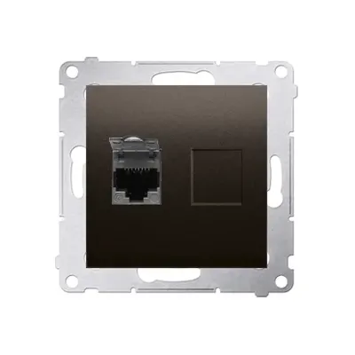 Gniazdo komputerowe pojedyncze RJ45, kat.6 Brąz mat Simon 54 - D61.01/46, producent Kontakt-Simon.