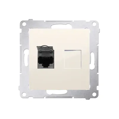 Gniazdo komputerowe pojedyncze RJ45, kat.6 kremowe Simon 54 - D61.01/41, z klapką ochronną na gnieździe.