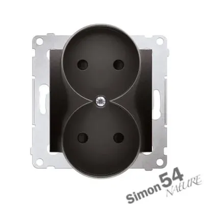 Gniazdo podwójne bez uziemienia Simon 54 Nature Antracyt DG2MZN.01/48 - produkt firmy Kontakt-Simon.