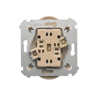 Gniazdo podwójne bez uziemienia Simon 54 Nature Kremowy Kontakt-Simon DG2MZN.01/41 - widok od tyłu z mechanizmem.
