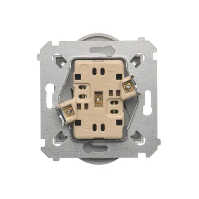 Gniazdo podwójne bez uziemienia Simon 54 Nature Srebrny mat DG2MZN.01/43 - widok z tyłu na mechanizm i zaciski