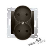 Gniazdo podwójne bez uziemienia do ramek Simon 54 Nature Brąz mat - DG2MZN.01/46 Simon 54 Premium