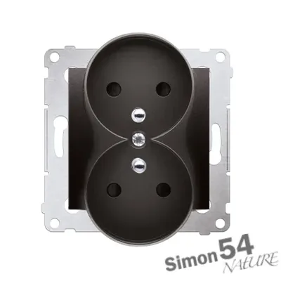 Gniazdo podwójne z uziemieniem Simon 54 Nature Antracyt DGZ2MZN.01/48, producent Kontakt-Simon