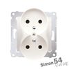 Gniazdo podwójne z uziemieniem do ramek Simon 54 Nature Kremowy Simon 54 - DGZ2MZN.01/41