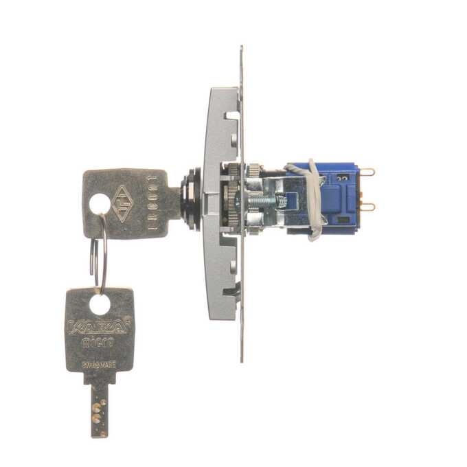 Łącznik chwilowy jednobiegunowy z kluczem, 2 pozycyjny, 0-1 Srebrny mat - DP1K.01/43 Simon 54