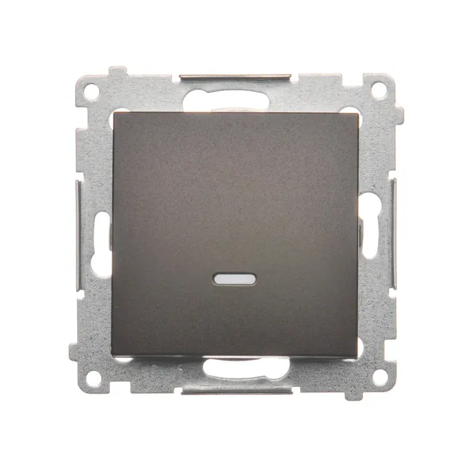 Łącznik jednobiegunowy Simon 54 w kolorze brąz mat z sygnalizacją LED, 10 AX, model DW1ZL.01/46.