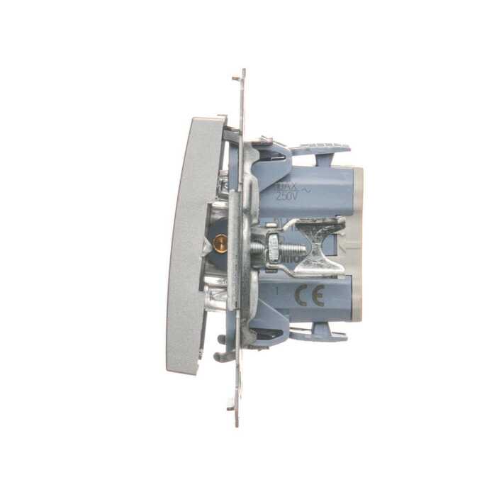 Łącznik jednobiegunowy z podświetleniem LED 10AX Srebrny mat - DW1L.01/43 Simon 54