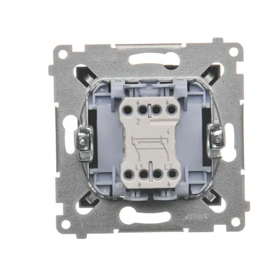Łącznik krzyżowy 10AX Simon 54 Antracyt - widok mechanizmu z tyłu, z oznaczeniami L1, L2, 2, 4.