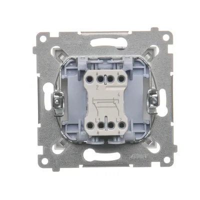 Łącznik krzyżowy 10AX Simon 54 Srebrny mat DW7.01/43 - widok od tyłu z zaciskami