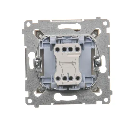 Łącznik krzyżowy Simon 54 Złoty mat DW7.01/44 - widok od tyłu, mechanizm z zaciskami i oznaczeniami L1, L2