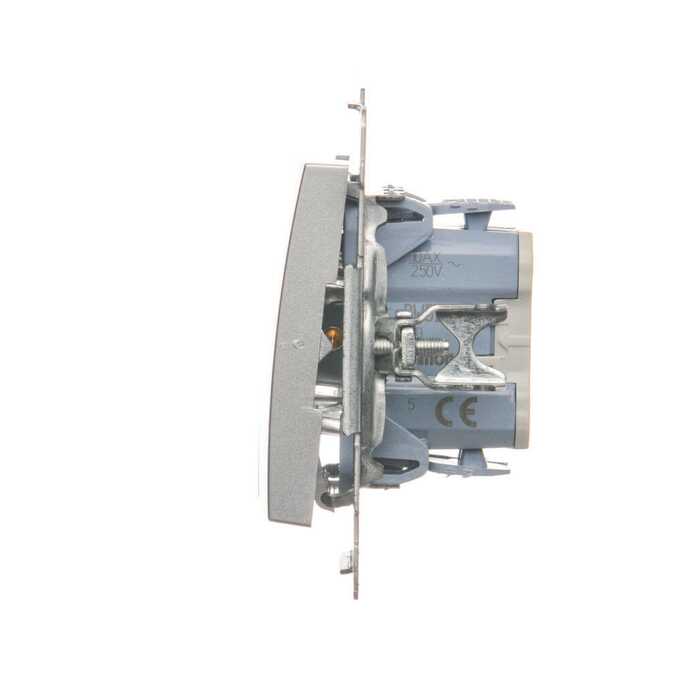 Łącznik świecznikowy, podwójny z podświetleniem LED 10AX Srebrny mat - DW5BL.01/43 Simon 54