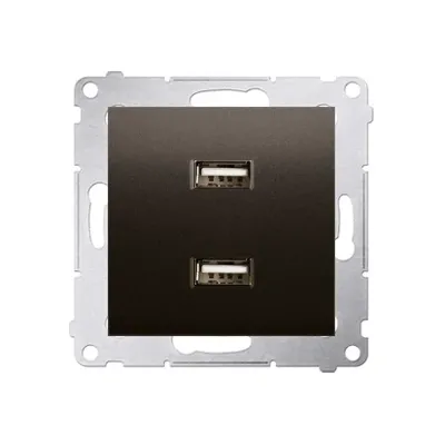 Ładowarka podwójna USB typu A+A Brąz mat Simon 54 - DC2USB.01/46 z dwoma portami USB.