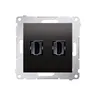 Podwójne gniazdo HDMI Simon 54 w kolorze antracytowym, z metalowym stelażem montażowym.