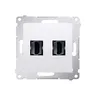 Podwójne gniazdo HDMI Simon 54 w kolorze białym, model DGHDMI2.01/11, z widocznymi portami HDMI.