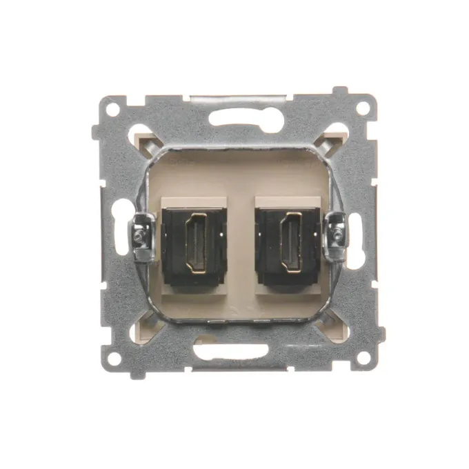 Podwójne gniazdo HDMI Simon 54 w kolorze kremowym, model DGHDMI2.01/41, producent Kontakt-Simon.