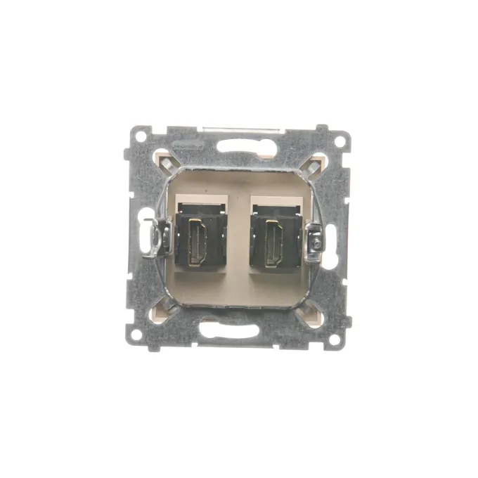 Podwójne gniazdo HDMI Simon 54 w kolorze kremowym, model DGHDMI2.01/41, producent Kontakt-Simon.