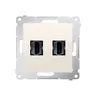 Podwójne gniazdo HDMI Simon 54 w kolorze kremowym, z metalowym mocowaniem, do montażu natynkowego lub podtynkowego.