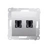 Podwójne gniazdo HDMI Simon 54 w kolorze srebrnym matowym, z dwoma portami HDMI.