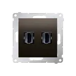 Podwójne gniazdo HDMI w kolorze brązowym matowym z serii Simon 54, producent Kontakt-Simon.