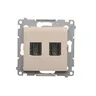 Podwójne gniazdo HDMI w kolorze kremowym z serii Simon 54, idealne do nowoczesnych instalacji.