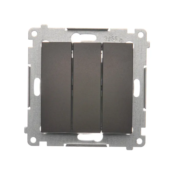 Potrójny łącznik Simon 54 w kolorze brąz mat z podświetleniem LED, 10AX, model DW31L.01/46.