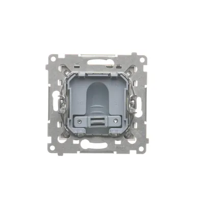 Przyłącze kabla Simon 54 w kolorze złotym matowym, model DPK1.01/44, widok od tyłu z mechanizmem montażowym.