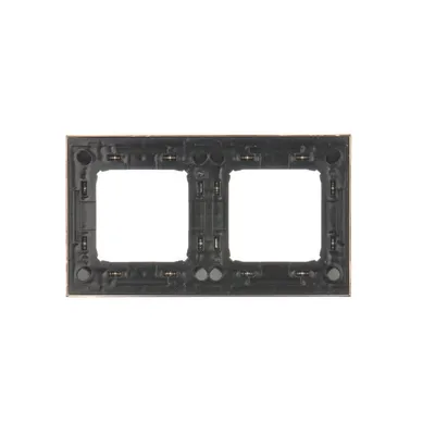 Ramka podwójna Inox Simon 54 Premium - DR2/61, producent Kontakt-Simon, widok od tyłu z mechanizmem mocowania.
