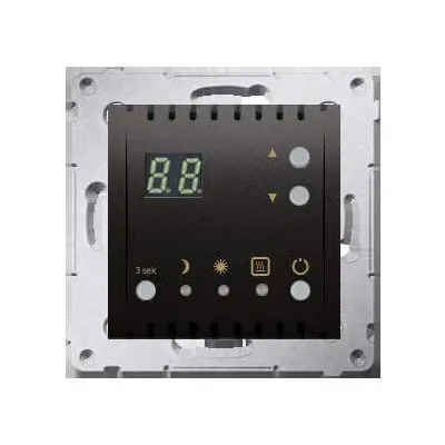 Regulator temperatury Simon 54 antracyt z wyświetlaczem LED i przyciskami sterującymi, model DTRNW.01/48.