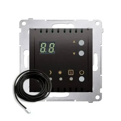 Regulator temperatury z wyświetlaczem LED i zewnętrznym czujnikiem, kolor antracytowy, model Simon 54 DTRNSZ.01/48.