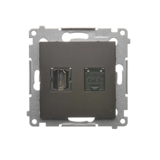 Gniazdo HDMI + RJ45 kat.6 Brąz mat Simon 54 - DGHRJ45.01/46