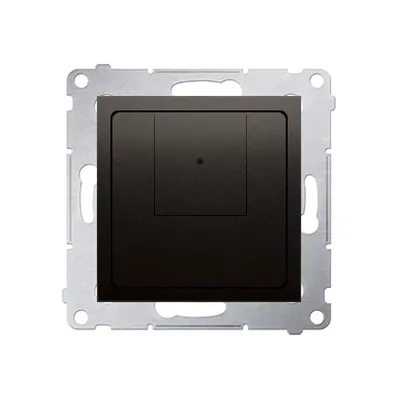 Ściemniacz dwuprzyciskowy Simon 54 w kolorze brąz mat, o mocy 40-500W (300VA), z metalowym mechanizmem.