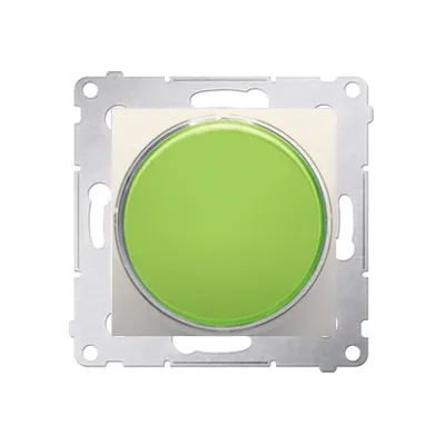 Sygnalizator świetlny LED Simon 54 w kolorze zielonym, model DSS3.01/41, z kremową ramką i metalowym mocowaniem.