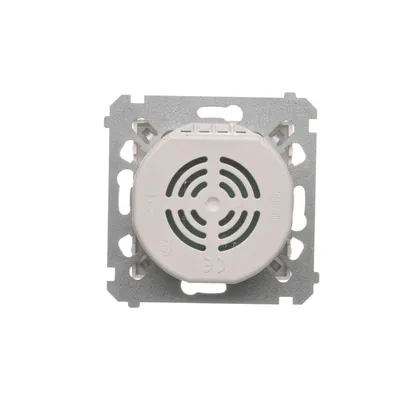 Sygnalizator świetlny LED biały Simon 54, model DSS1.01/44, widok od tyłu z mechanizmem montażowym.