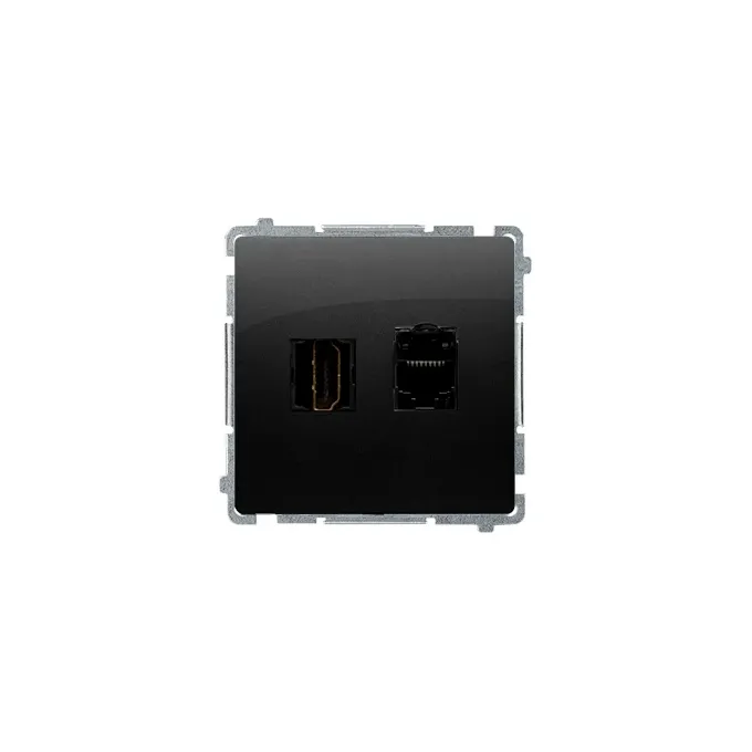 Gniazdo HDMI i RJ45 kat. 6 w kolorze czarnym matowym, seria Simon Basic, model BMGHRJ45.01/49.