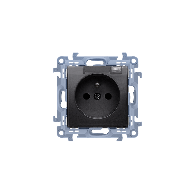 Gniazdo bryzgoszczelne IP-44 z uszczelką (szybkozłącza) Czarny mat, klapka transparentna - CGZ1BC.01/49A Simon 10