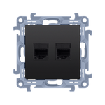 Gniazdo komputerowe podwójne RJ45 kat. 5e Czarny mat - C52.01/49 Simon10