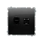 Gniazdo komputerowe podwójne RJ45 kat. 6 Czarny mat - BM62.01/49 Basic