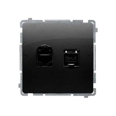 Gniazdo komputerowe podwójne RJ45 kat. 6 Czarny mat - BM62.01/49 Basic