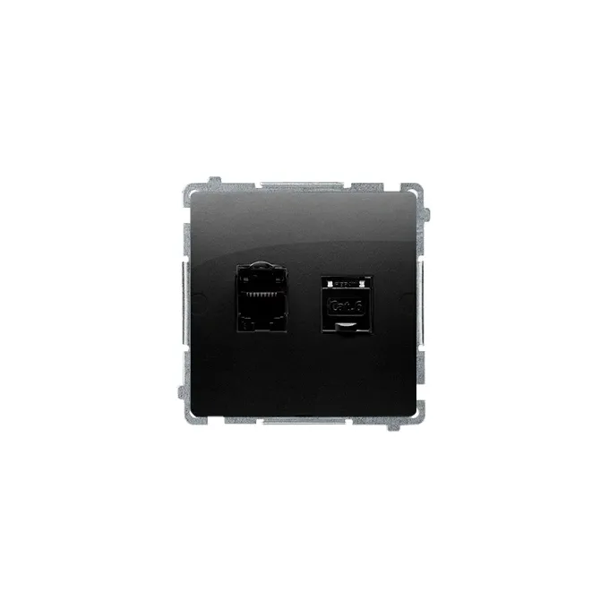Gniazdo komputerowe podwójne RJ45 kat. 6 Czarny mat - BM62.01/49 Basic