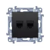 Gniazdo komputerowe podwójne RJ45, kat.6 Czarny mat Simon 10 - C62.01/49