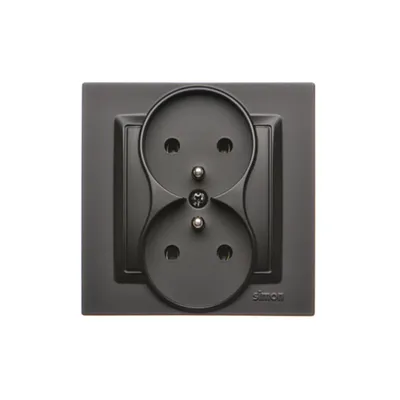 Gniazdo podwójne z uziemieniem Simon 10 w kolorze czarny mat, model CGZ2/49.
