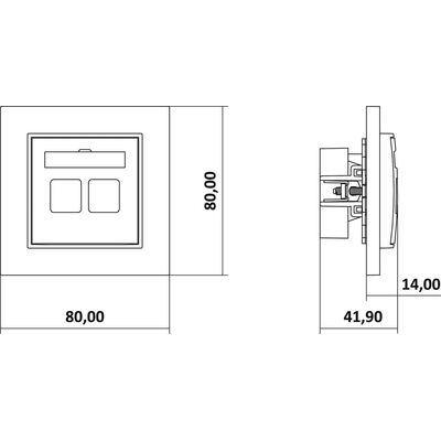 Gniazdo pojedyncze HDMI + gniazda komp. poj. 1xRJ45, kat. 5e, 8-stykowy Biały mat Karlik Mini - 25MGHK