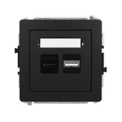 Ładowarka USB A+C podwójna 5V Quick Charge 3,1A Czarny mat Karlik Deco - 12DCUSB-8