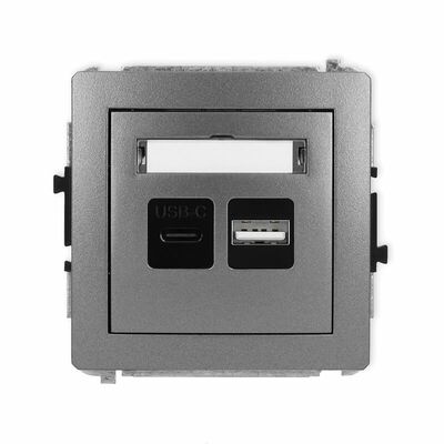 Ładowarka USB A+C podwójna 5V Quick Charge 3,1A Grafitowy Karlik Deco - 11DCUSB-8