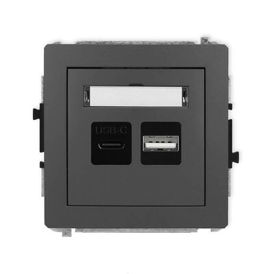 Ładowarka USB A+C podwójna 5V Quick Charge 3,1A Grafitowy mat Karlik Deco - 28DCUSB-8
