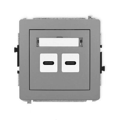 Ładowarka USB C podwójna 5V Quick Charge 3,1A Szary mat Karlik Deco - 27DCUSB-7